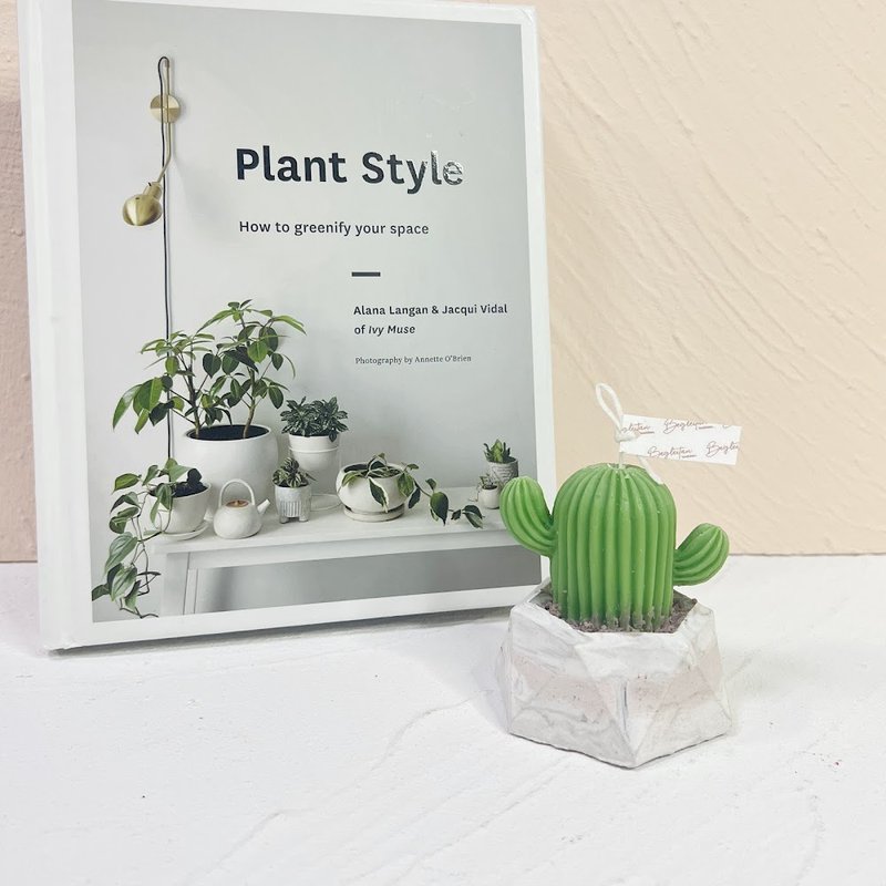 仙人掌植物盤栽香薰蠟燭 - 香氛蠟燭/燭台 - 蠟 綠色