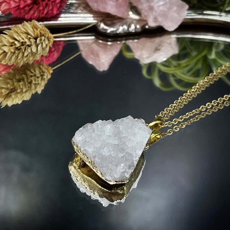 White crystal raw mineral necklace - Necklaces - Crystal 