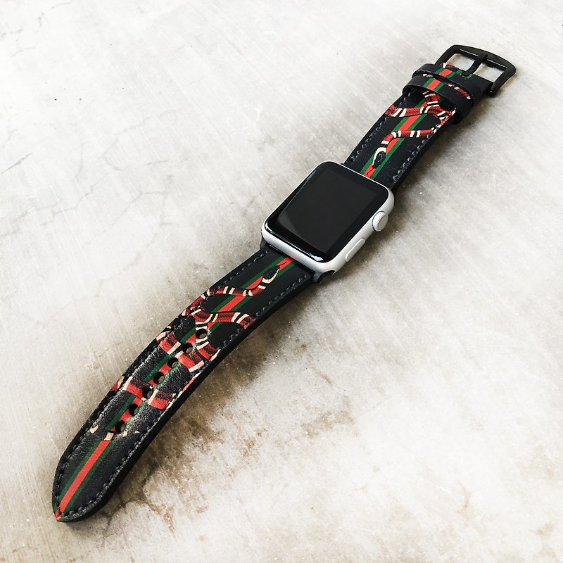 Apple Watch Band 38/40mm,42/44mm,  Handmade, Series 4,series 3 Series 2 Series 1 - Watchbands - Genuine Leather Black