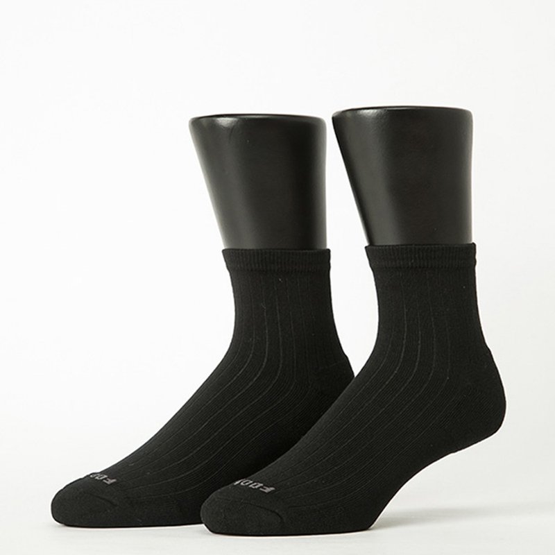 【FOOTER】Retro straight line micromolecular thin socks-black (men's socks/L, XL) - Socks - Cotton & Hemp Black