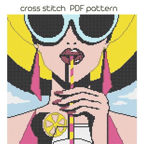 NaraXstitch patterns 十字繡圖案 Pop art cross stitch pattern, Modern embroidery, Instant download /25/