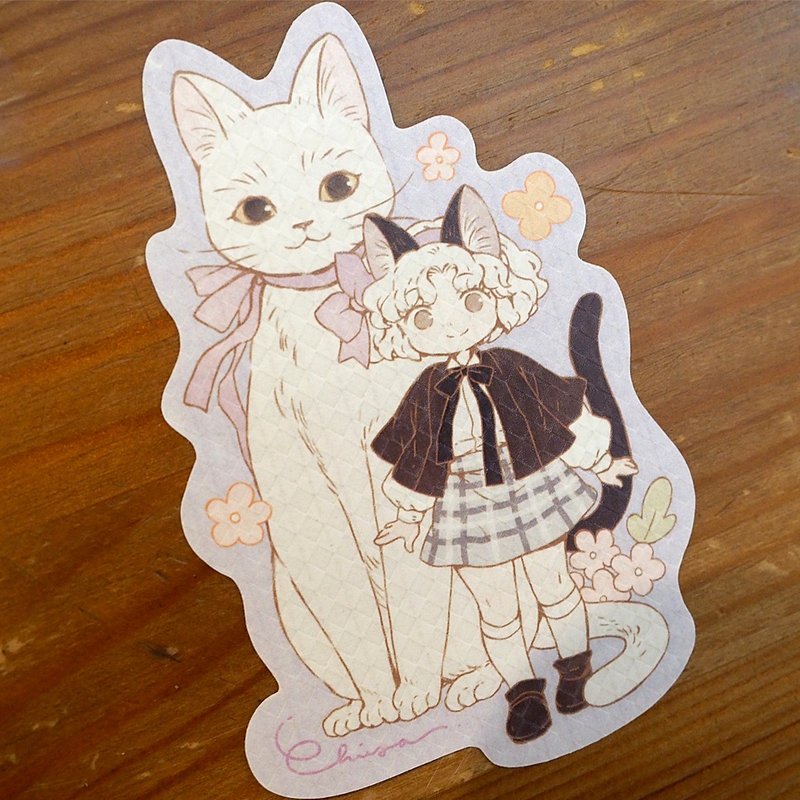 Chiya 菱格紋貼紙 Meow Girl 系列 - 貼紙 - 紙 