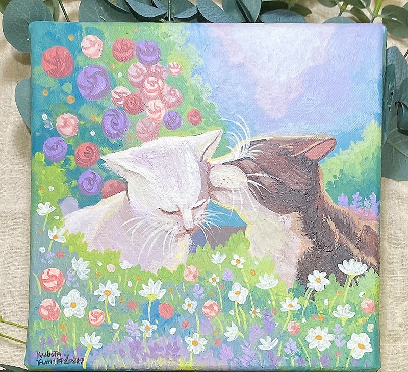 Attachment - Pet Painting / Cat Acrylic Painting / Small Canvas / Interior Art - Posters - Other Materials Multicolor
