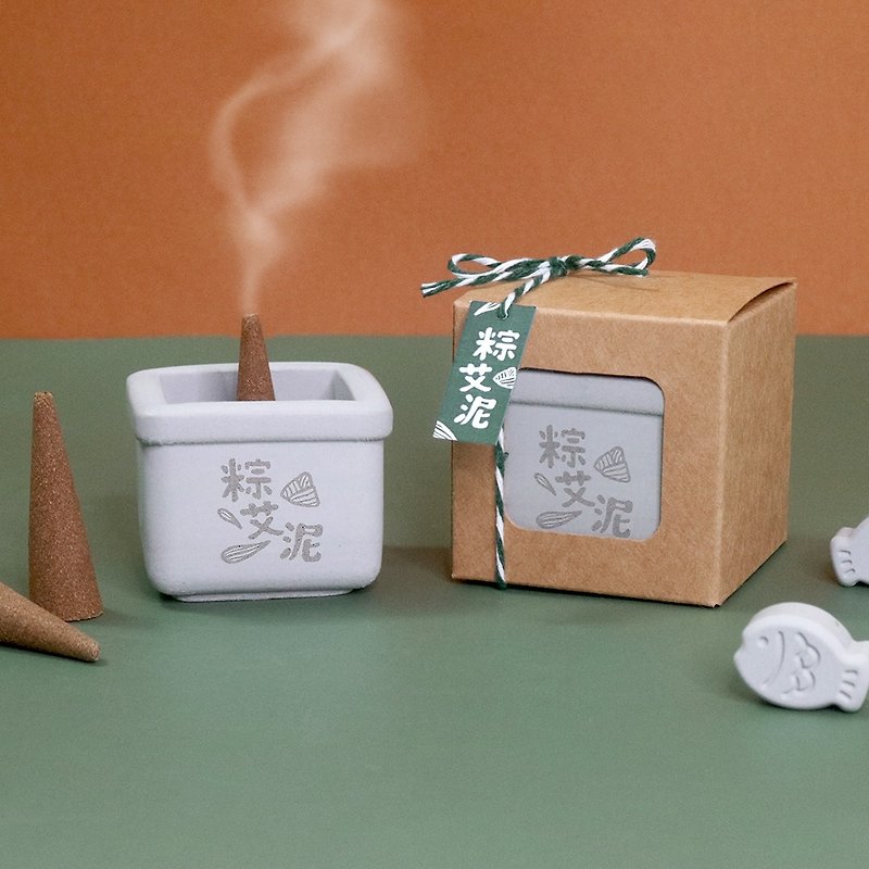 Dragon Boat Festival gift box [Zong moi Cement basin incense tower coffret] free laser carving - Fragrances - Cement 