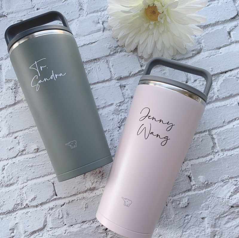 [Customized gift] Customized English name Japanese Zojirushi ring accompanying cup PU030 - Vacuum Flasks - Stainless Steel Gray