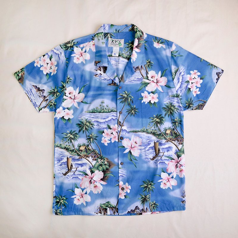 Vintage Hawaiian ShirtsハワイアンシャツVintage Shirt - シャツ・ブラウス - コットン・麻 ブルー