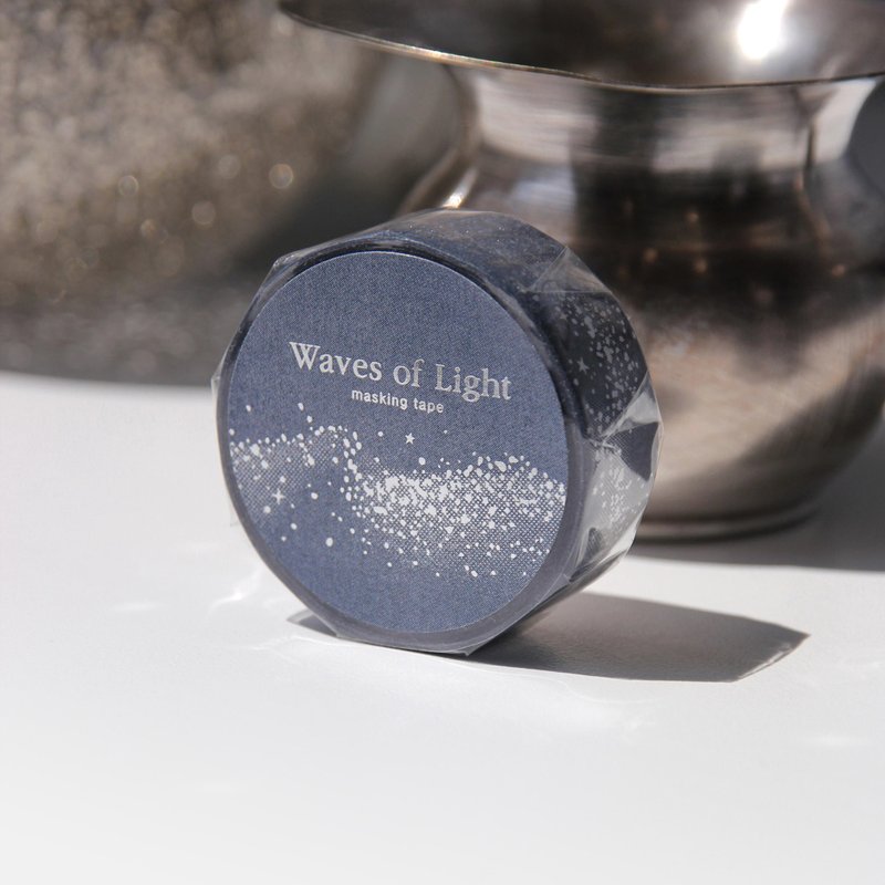 Waves of Light Silver Foil Masking Tape - 紙膠帶/和紙/PET - 紙 藍色