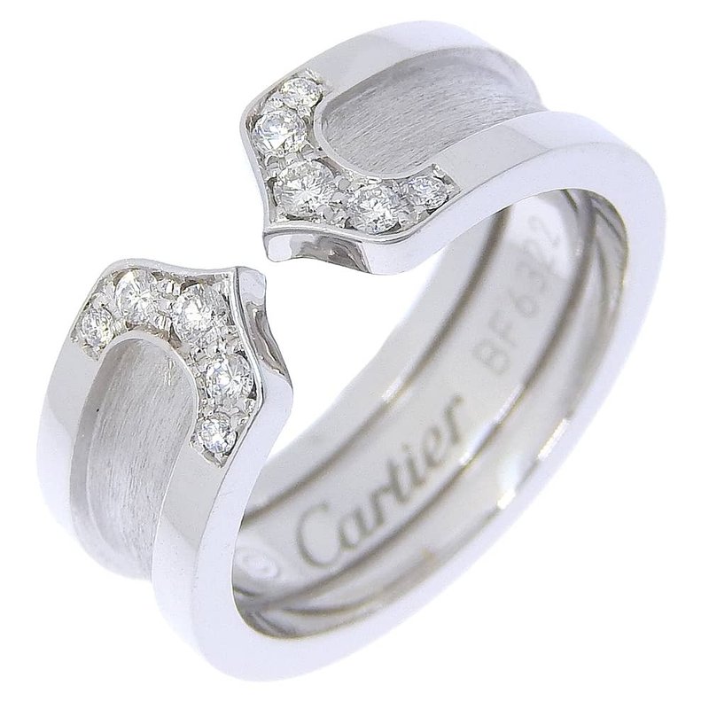 【日本直送】カルティエ CARTIER C2 8号 リング・指輪 K18WG×ダイヤモンド 約6.8g レディース【中古】 - 戒指 - 貴金屬 銀色
