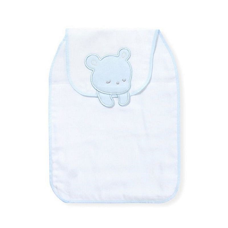 Japanese Boribon oeuf pink and blue bear sweat-absorbent gauze towel - Bibs - Cotton & Hemp White