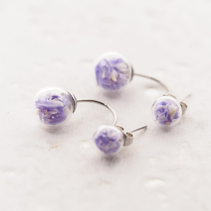 OMYWAY Handmade Dried Flower - Double Sided Glass Ball 0.8cm + 1.1cm - Earrings & Clip-ons - Glass Red