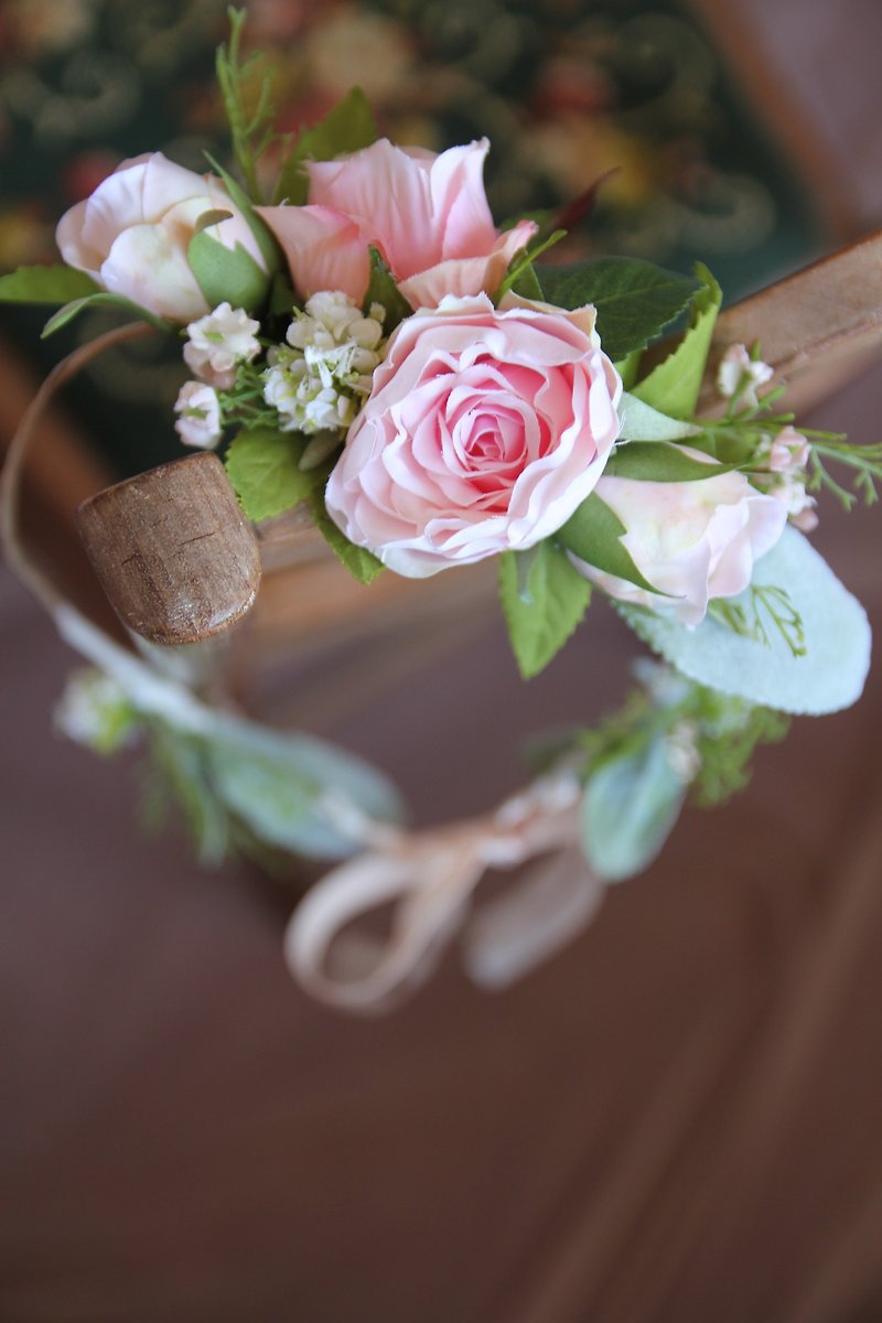 Bridal hair wreath, Floral headpiece, Wedding headpiece, Flower crown, Wreath - Hair Accessories - Plants & Flowers Pink
