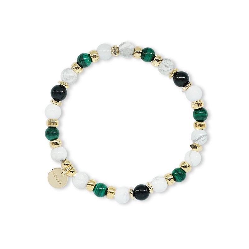 String Series Brass White Stone Malachite Obsidian Bracelet Ore Crystal - Bracelets - Jade Green