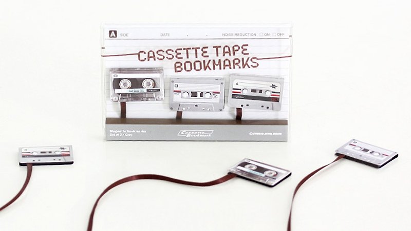 Nostalgic retro tape magnetic bookmark / fog gray (three in one set) - Bookmarks - Other Materials Gray