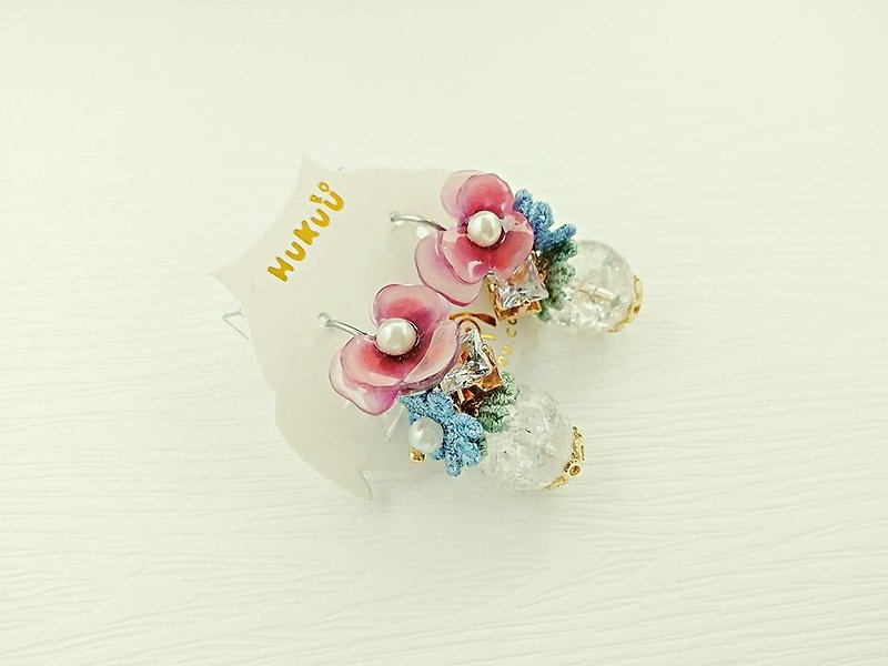 § HUKUROU§ Phalaenopsis Dream Crystal Ball Earrings - Earrings & Clip-ons - Plastic Multicolor