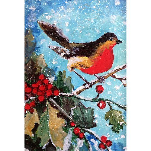 How to draw a [snow scene] with acrylic paints / Snowy tree
