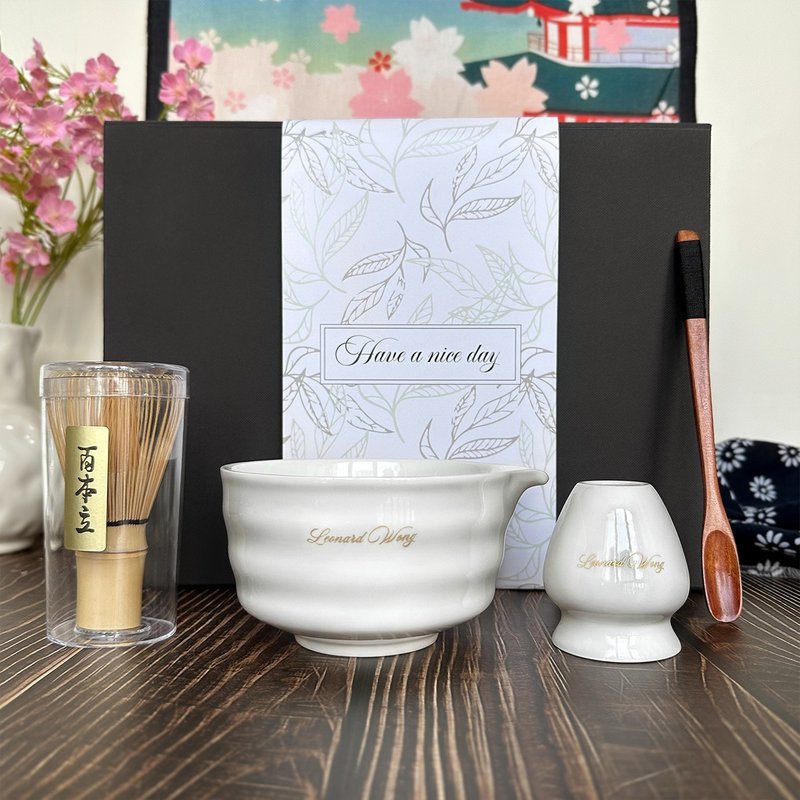 日式抹茶工具禮盒  櫻花節情侶送禮 日本文化抹茶點茶禮物 送朋友 - 茶壺/茶杯/茶具 - 陶 