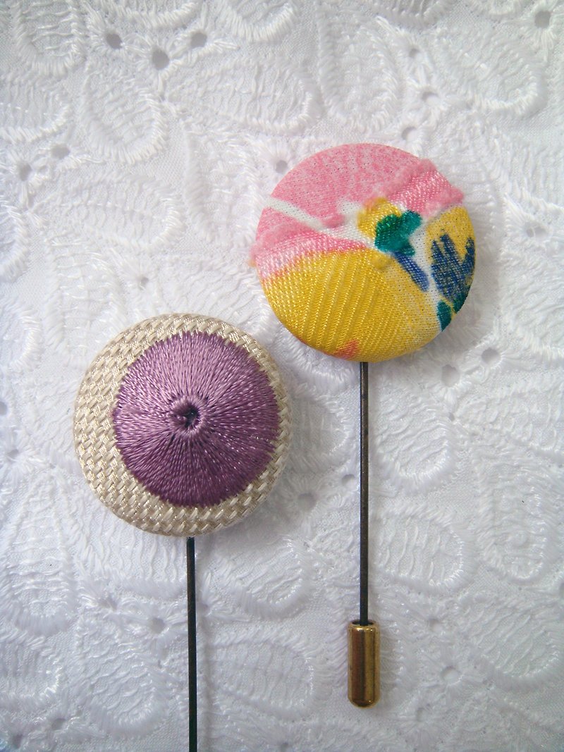 [StUdio] - Fabric sample series pin _11 - Brooches - Cotton & Hemp Multicolor