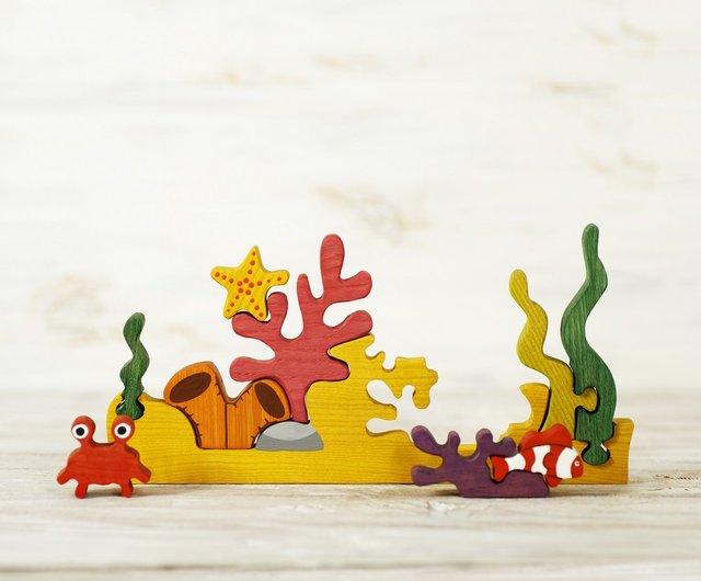 Wooden Big Sea Animals Toy Set - WoodenCaterpillar Toys