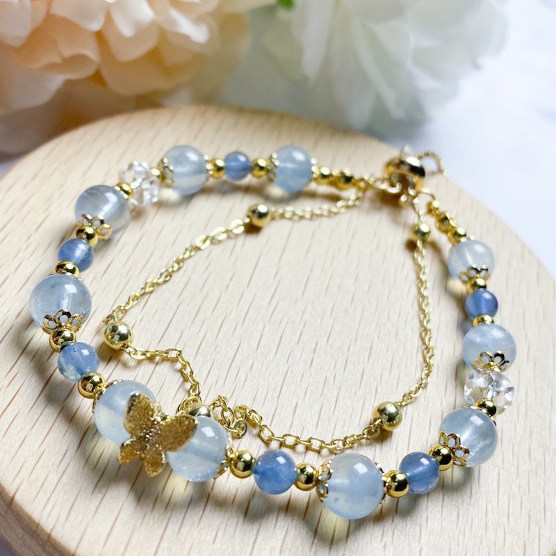 [Customized Model 04] Aquamarine Crystal Bracelet DIY Bracelet Design - Customized Gift - สร้อยข้อมือ - เครื่องประดับพลอย 