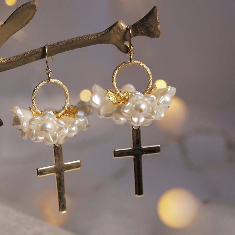 Winter Prayer Earrings/ Clip-On - Earrings & Clip-ons - Pearl White