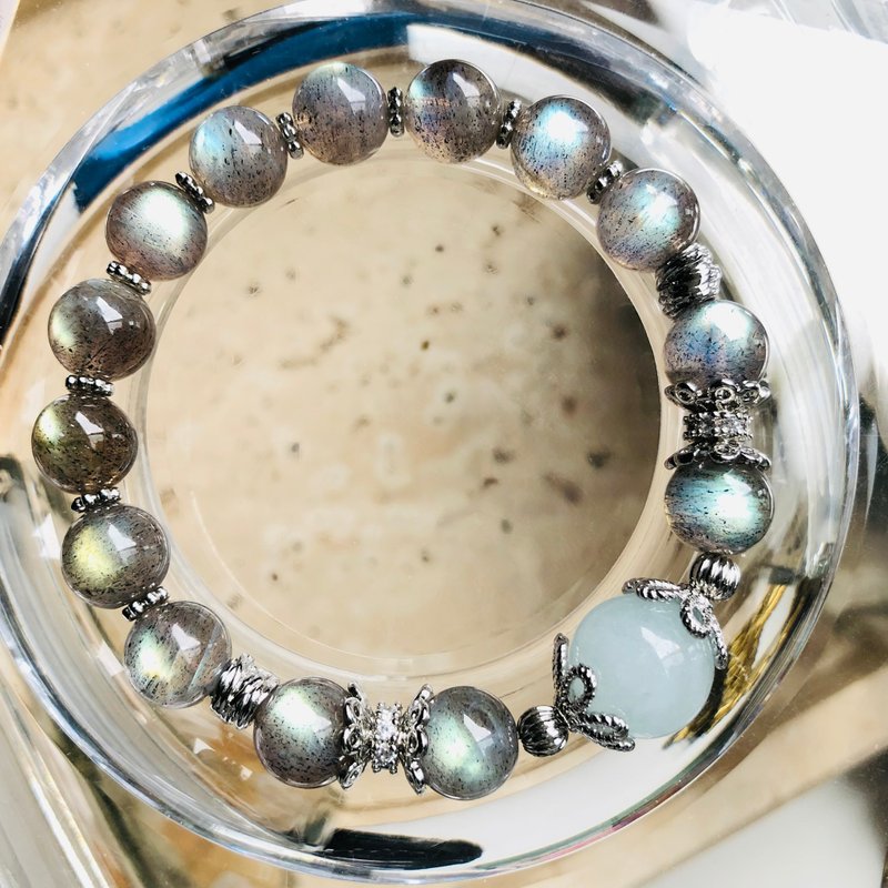 ITS-B663【設計款・一圖一物・極美拉長石】天然石水晶手鍊手環 - 手鍊/手環 - 半寶石 灰色