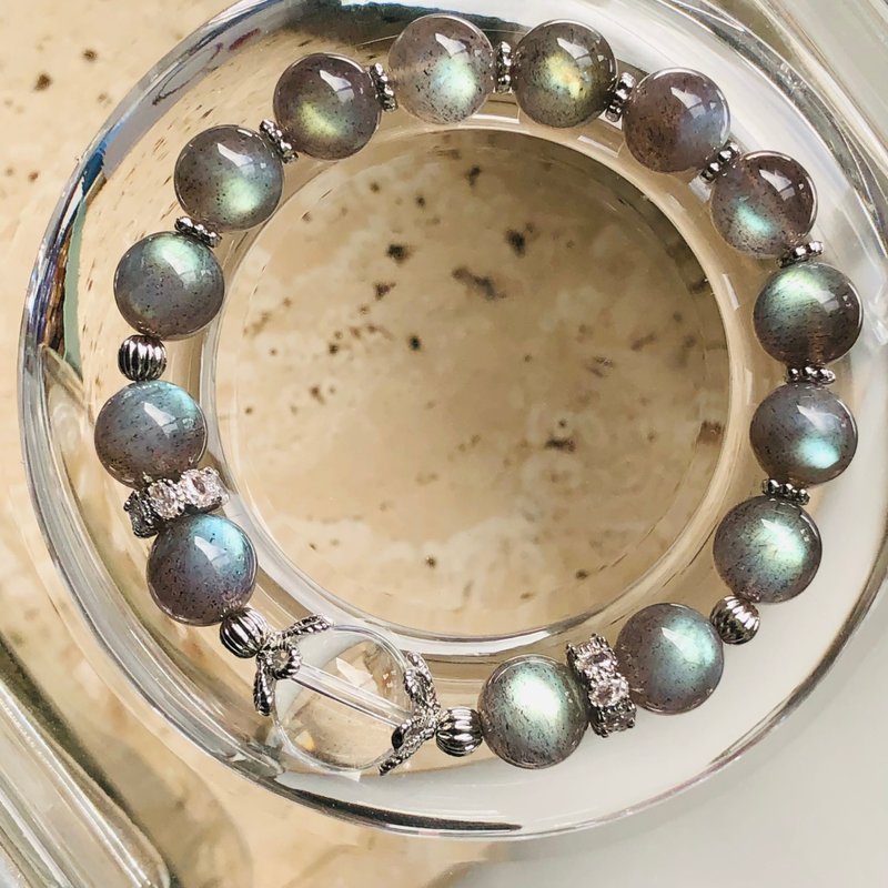 ITS-B663【設計款・一圖一物・極美拉長石】天然石水晶手鍊手環 - 手鍊/手鐲 - 半寶石 灰色