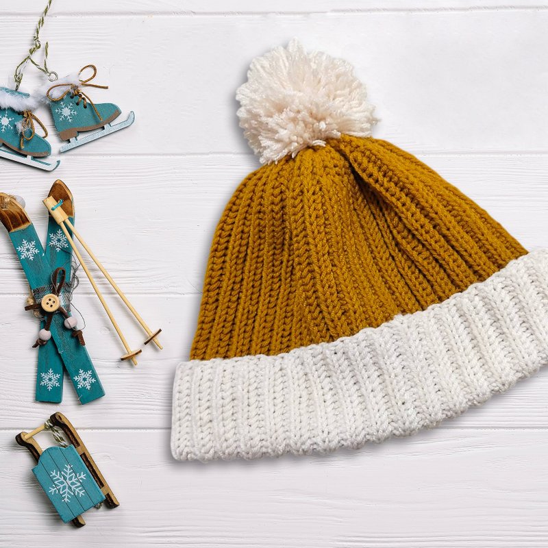 咖文青 手作編織帽 創意毛帽 交換禮物 聖誕禮物 文創設計 冬裝 - 帽子 - 棉．麻 咖啡色