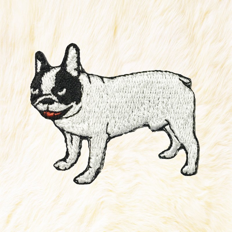 ตัวรีด French Bulldog Dog - เย็บปัก/ถักทอ/ใยขนแกะ - งานปัก ขาว