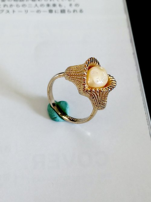 老時光製造所 vintage jewelry Sarah cov 典雅金色珍珠風格 戒指