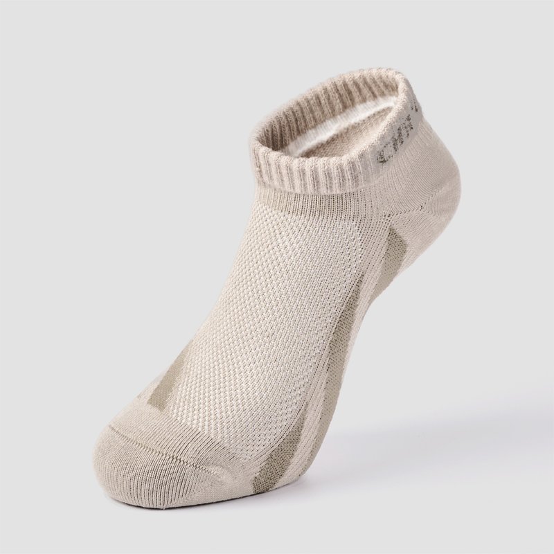 Parallel Line Antibacterial Sports Ankle Socks - Brown (M, L) - ถุงเท้า - ผ้าฝ้าย/ผ้าลินิน สีนำ้ตาล