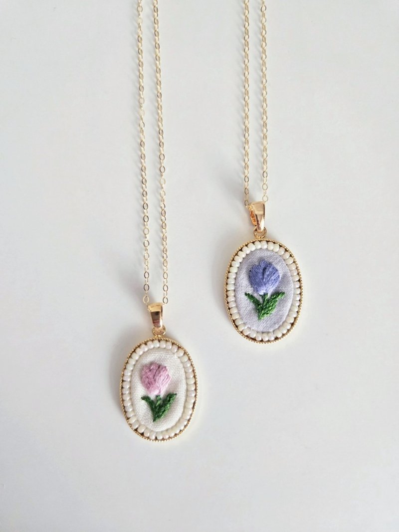 鬱金香之歌刺繡項鍊 - 項鍊 - 其他材質 
