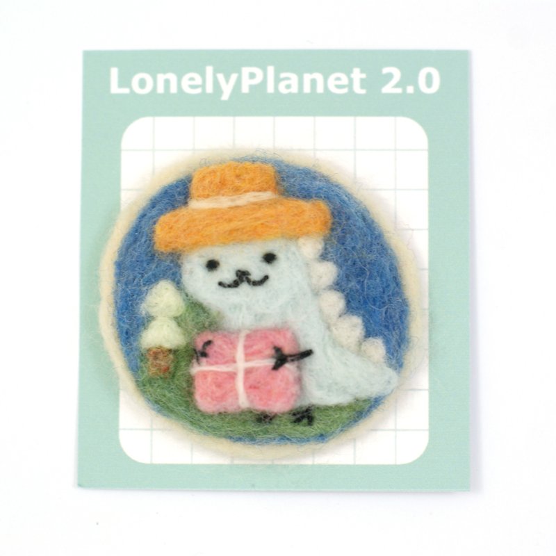 [Lonely Planet 2.0] wool felt - smiling dinosaur send Christmas gifts brooch / badge - Gloves & Mittens - Wool Blue
