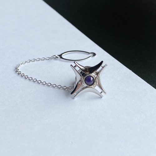 otashippo 南十字星【アメジスト Amethyst】七寶焼のタイタック ラペルピン 純銀胎七寶
