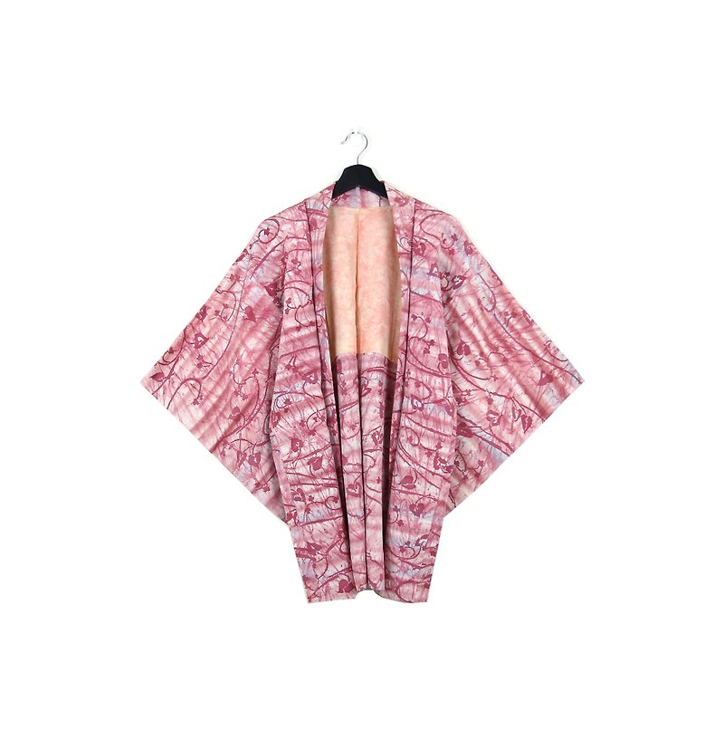 Back to Green :: Japan back and kimono plum blossom ink and poultry / all men and women can wear / / vintage kimono (KC-57) - Women's Casual & Functional Jackets - Silk 