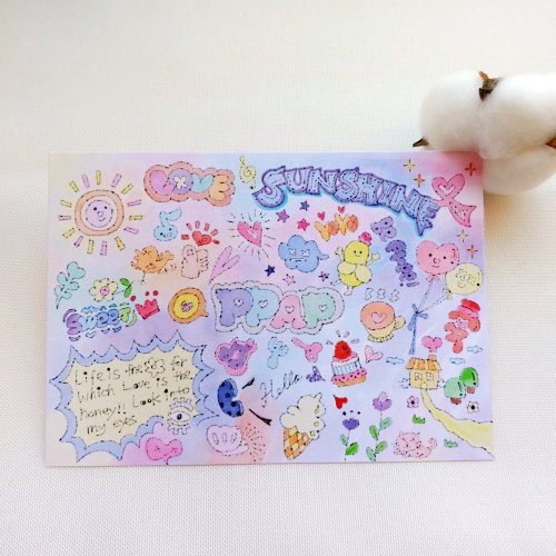 【即日発送】キッズアート ポストカード 水彩画 水彩紙のポストカード ほっと／桜 P-0350 | こばやしあや ネット