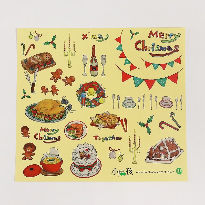 【Eat what?】Sticker / Christmas dinner - Stickers - Waterproof Material Multicolor
