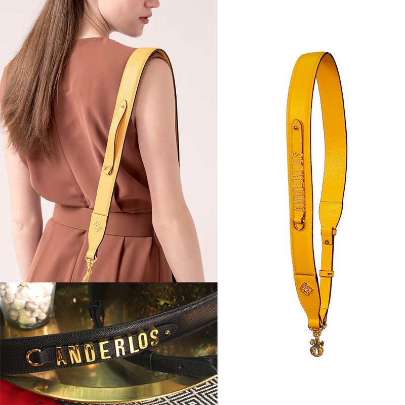 [Customized] ANDERLOS Andros Designer Bag Wide Strap / Vibrant Yellow / Strap Inlay - อื่นๆ - หนังแท้ สีเหลือง