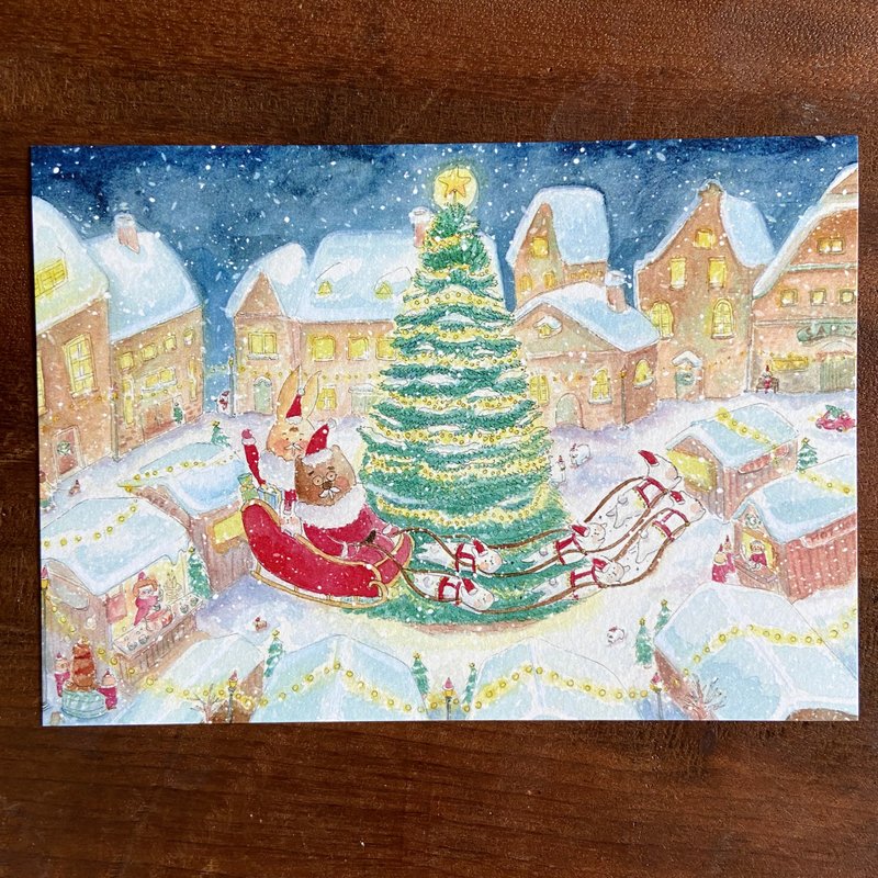 Christmas postcard - Christmas market in the snow - Cards & Postcards - Paper Red