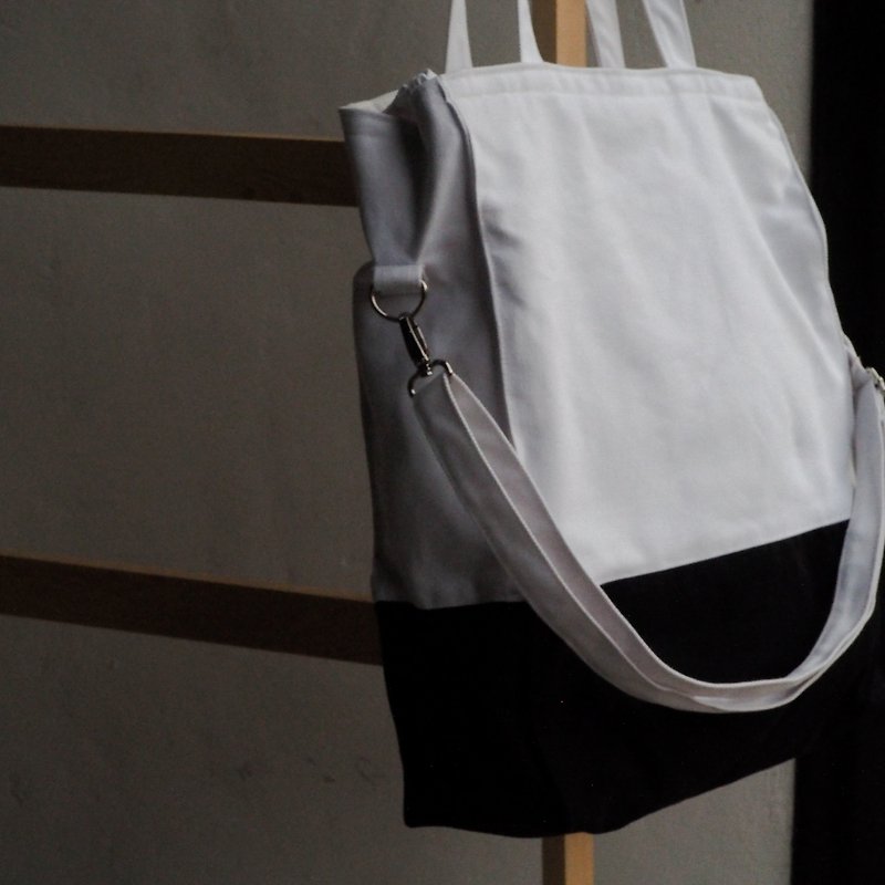 WHITE AND BLACK TWO WAY - Messenger Bags & Sling Bags - Cotton & Hemp White