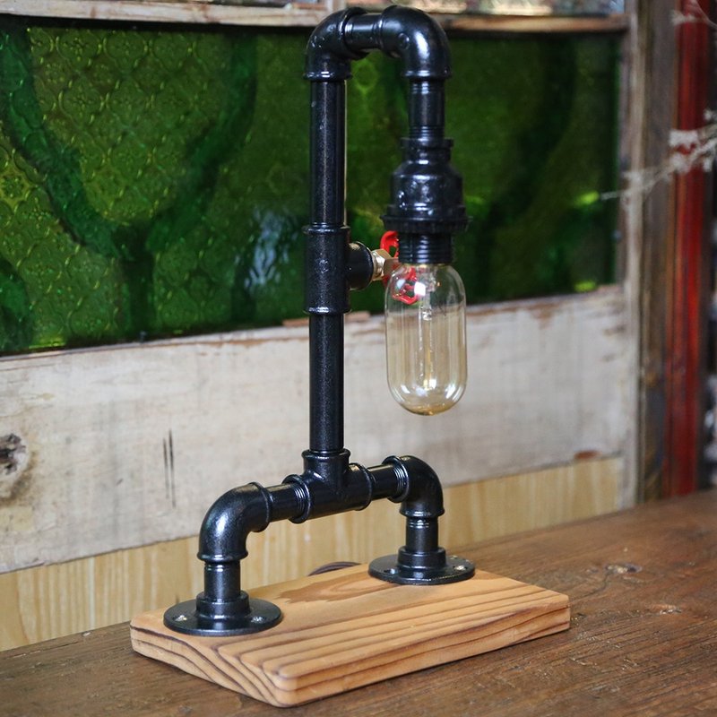 客制化禮物oft復古工業風水管燈創意仿古LED可充電臺燈 - 燈具/燈飾 - 其他金屬 