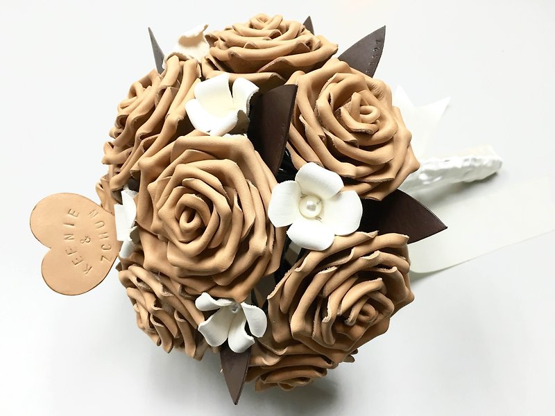 Natural Leather Rose wedding bouquet - Plants - Genuine Leather 