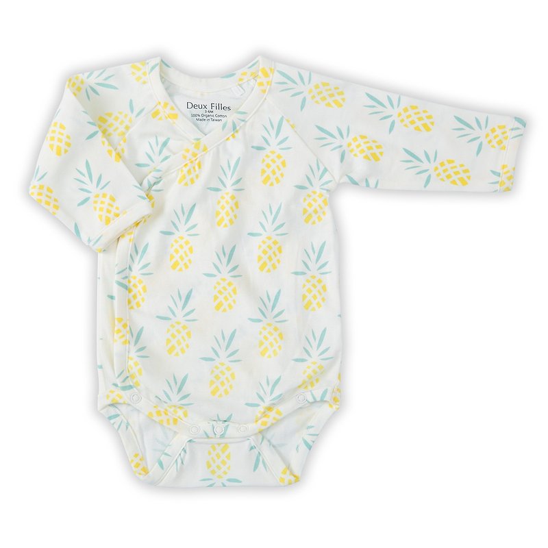 Organic baby girl romper/ organic baby onesies/ baby clothing - ชุดทั้งตัว - ผ้าฝ้าย/ผ้าลินิน สีเหลือง