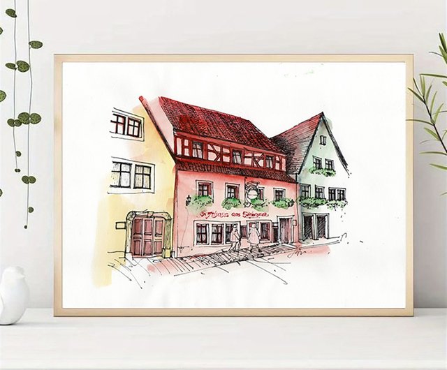 絵画・額縁・水彩画・鶴 十帆・ローテンブルク(ドイツ)・美術品・インテリア・雑貨 絵画・額縁・水彩画・鶴 十帆・ローテンブルク(ドイツ)・美術品