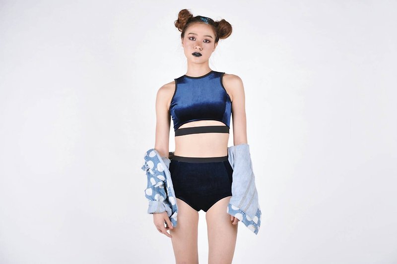 Crescent moon set - Navy Velvet / two-piece swimwear / S - Women's Swimwear - Other Materials Blue