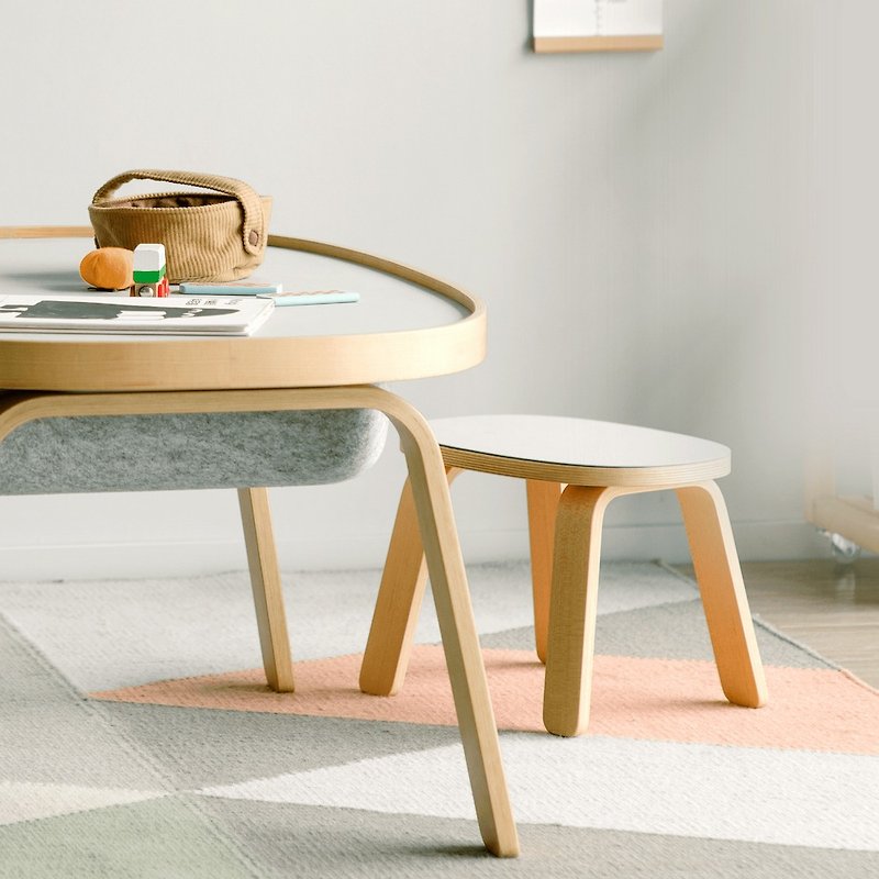 Children's stool Nordic simple design children's stool solid wood multi-layer board small bench linoleum low stool - เฟอร์นิเจอร์เด็ก - ไม้ สีเทา