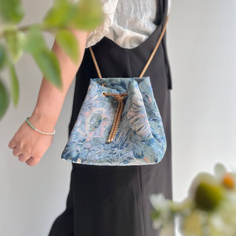 Gobelin White Garden Pattern Drawstring Bag S - Messenger Bags & Sling Bags - Other Man-Made Fibers 