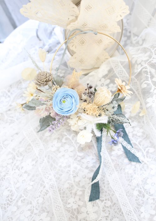 Parisa's Avignon Secret Garden 聖誕禮盒-手工不凋花乾燥花異材質線圈花圈-冬日戀歌