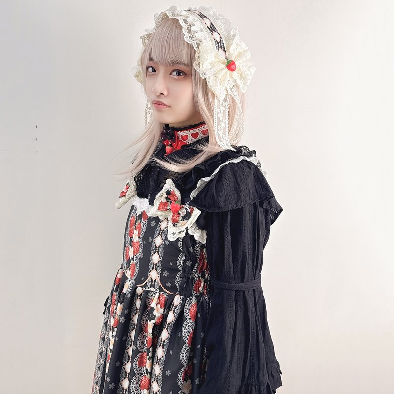莓戀雙響 Strawberry Garden JSK 黑莓少女 - 洋裝/連身裙 - 棉．麻 黑色