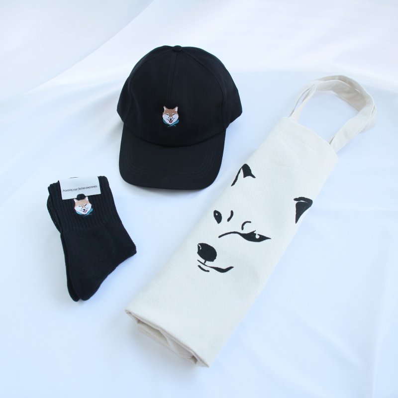 Goody Bag - 黑柴犬 特盛帽襪袋組合 - 其他 - 棉．麻 多色