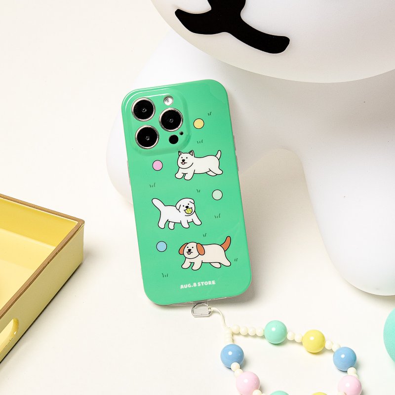 AUG8 STORE Let’s go to the grass and play iPhone case with bracelet glossy - เคส/ซองมือถือ - พลาสติก 